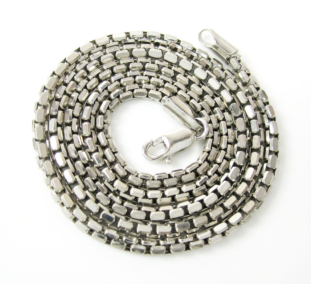 14K White Gold Hexagon Box Link Chain 16-30 Inch 2.3mm – So Icy