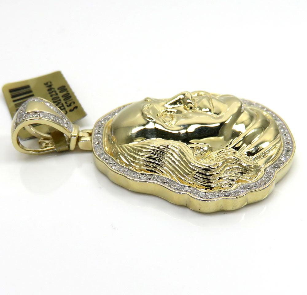 10K Yellow Gold Diamond Outlined Benjamin Franklin Face Pendant