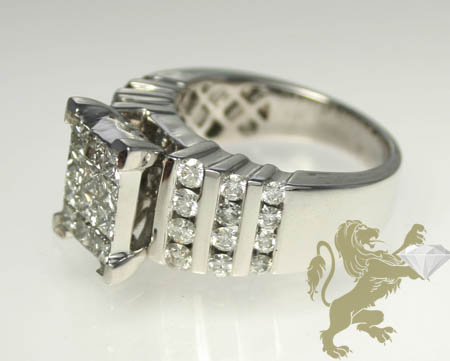 ... LADIES 14K WHITE GOLD PRINCESS  ROUND DIAMOND DUBAI ENGAGEMENT RING