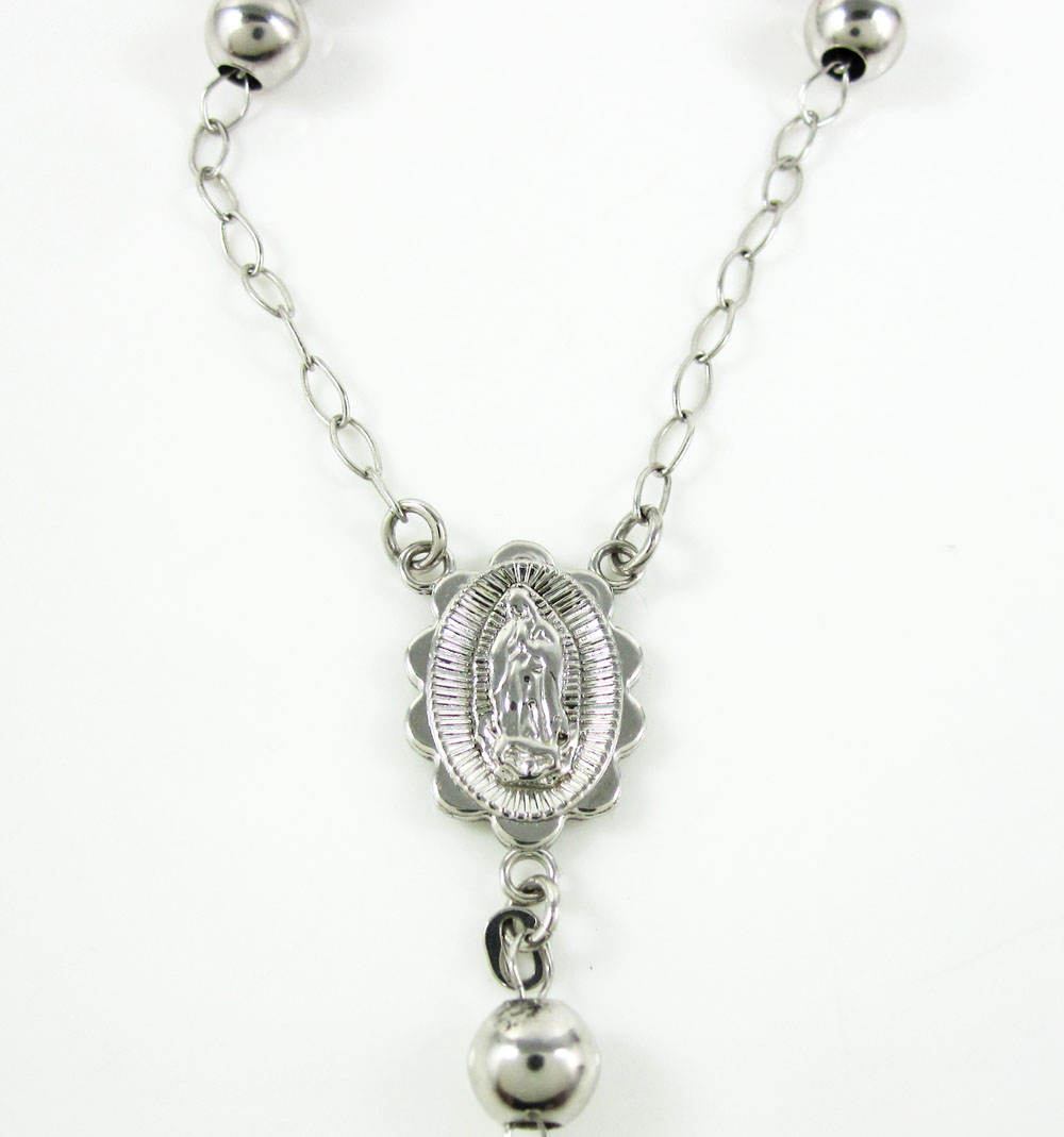10K White Gold Smooth Bead Rosary Chain 6mm 28.70 Grams 10K White Gold Smooth Bead Rosary Chain 6mm 28.70 Grams