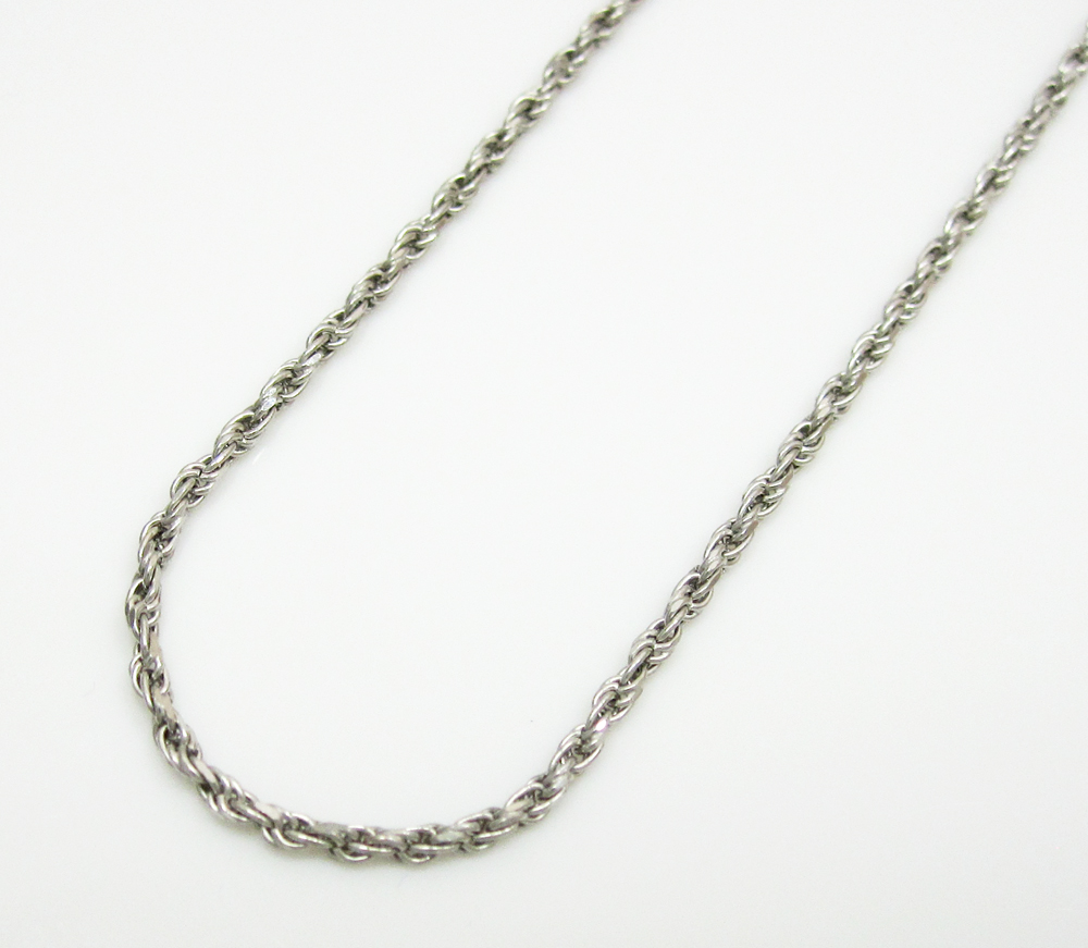 14K Solid White Gold Rope Chain 18-24 Inch 1mm
