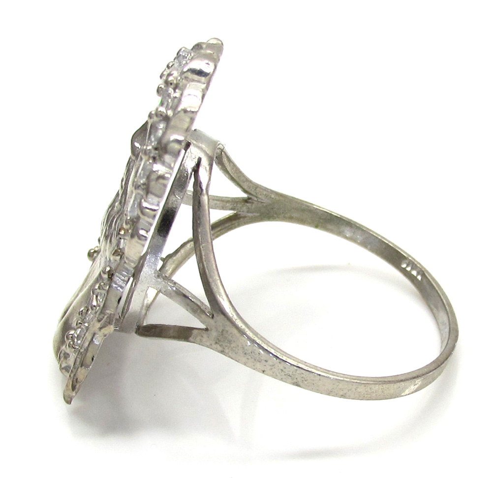 10k White Gold Two Tone CZ Jesus Face Ring 0.30CT 10k White Gold Two Tone CZ Jesus Face Ring 0.30CT