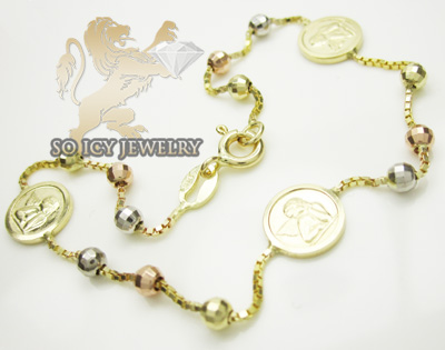 14K YELLOW GOLD FIGARO ANKLET 9QUOT; OR 10 INCH LONG ONLY $198.00