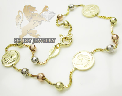 14K YELLOW GOLD FIGARO ANKLET 9QUOT; OR 10 INCH LONG ONLY $198.00 14K YELLOW GOLD FIGARO ANKLET 9QUOT; OR 10 INCH LONG ONLY $198.00