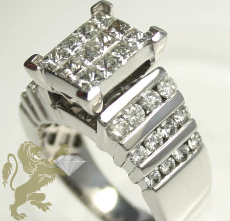 ... LADIES 14K WHITE GOLD PRINCESS  ROUND DIAMOND DUBAI ENGAGEMENT RING