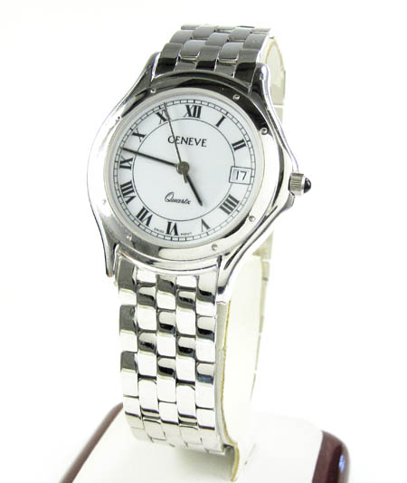 Mens 14K White Gold Geneve Automatic Watch