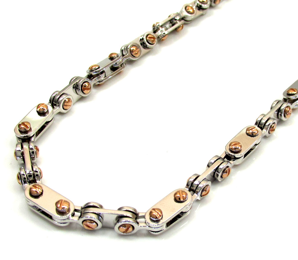 Mens Baraka 18k White Rose Gold Bicycle Diamond Chain 0.02ct Mens Baraka 18k White Rose Gold Bicycle Diamond Chain 0.02ct