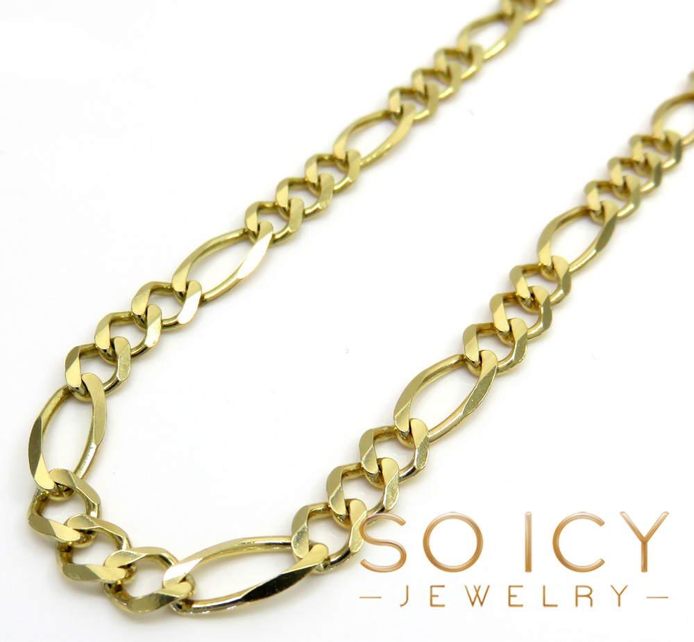 9179_14k Yellow Gold Solid Figaro Link Chain 22 Inch 4.50mm