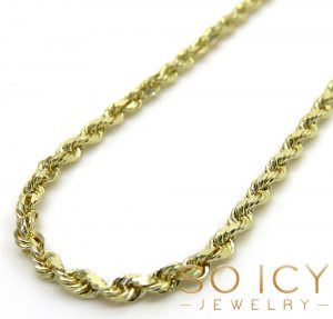 9170_14k Yellow Gold Skinny Diamond Cut Rope Chain 16-30 Inch 1.50mm