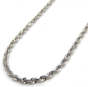 9430_14k White Gold Skinny Diamond Cut Rope Link Chain 16-22 Inch 1.50mm