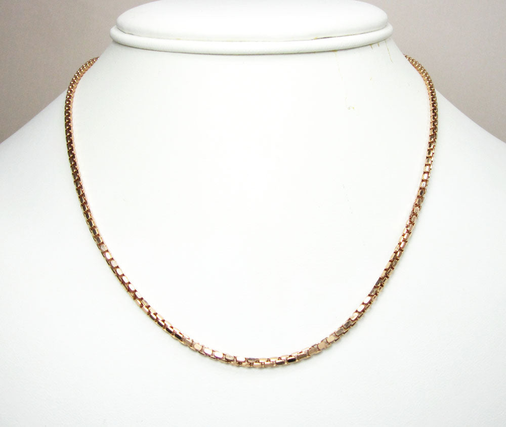 14K Rose Gold Hexagon Box Link Chain 16-30 Inch 2.3mm – So Icy Jewelry