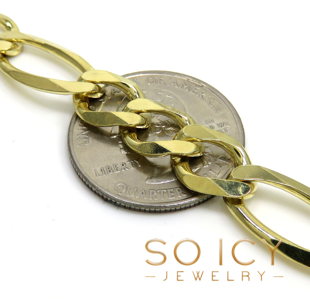 10K Yellow Gold Solid Figaro Link Chain 24-30 Inch 9.5mm – So Icy