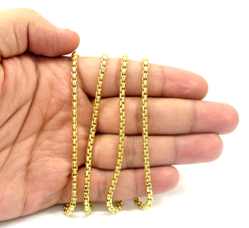 10K Yellow Gold Venetian Box Chain 22-26 Inch 3.5mm – So Icy Jewelry