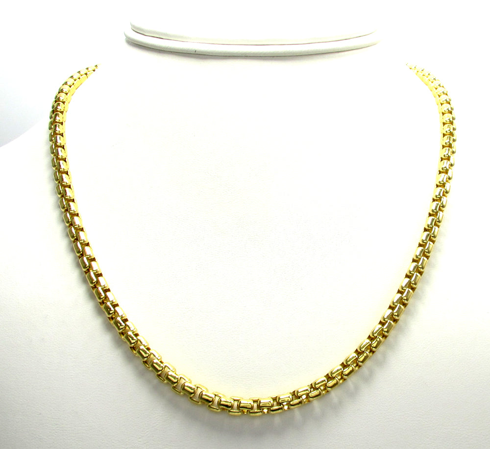 10K Yellow Gold Thick Venetian Box Chain 22-28 Inch 5.0mm – So Icy