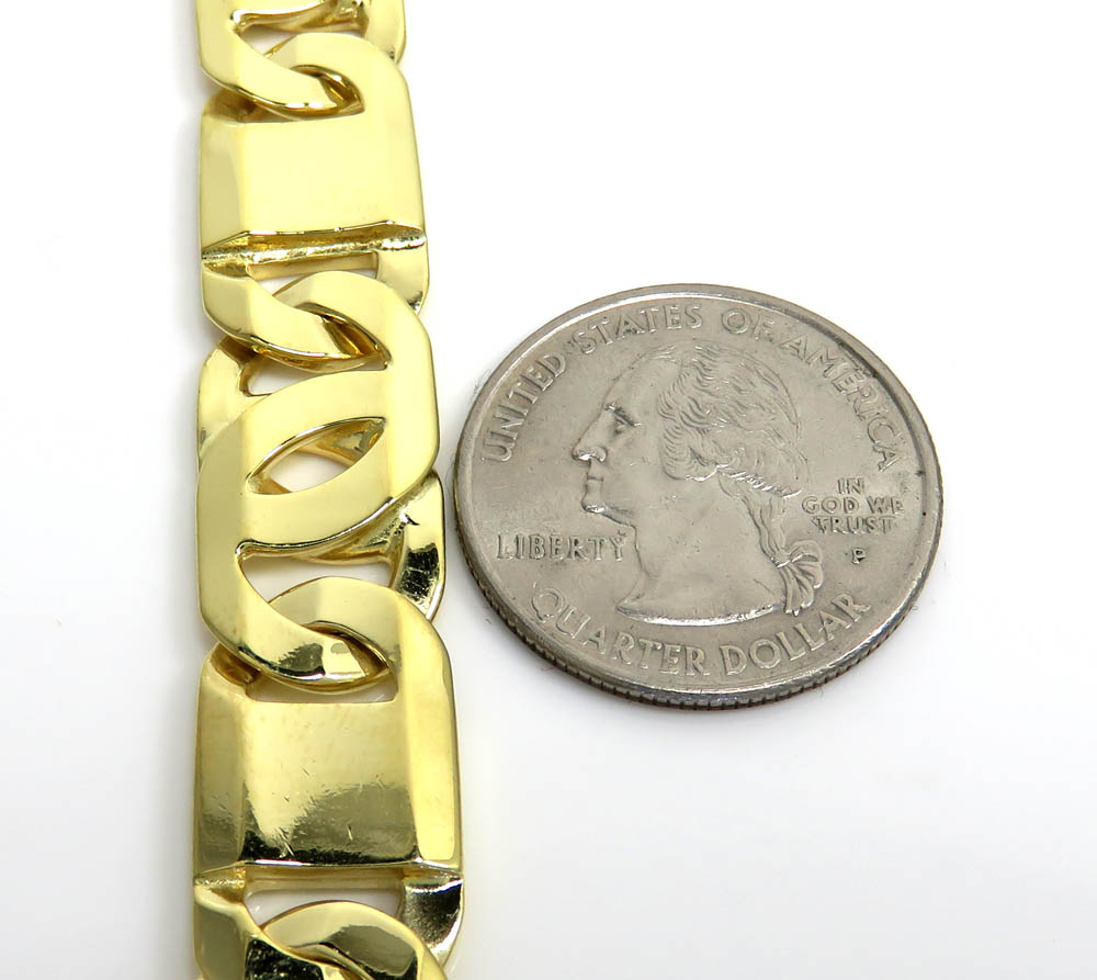 10k yellow gold thick tiger eye link chain 30 inch 12.50mm