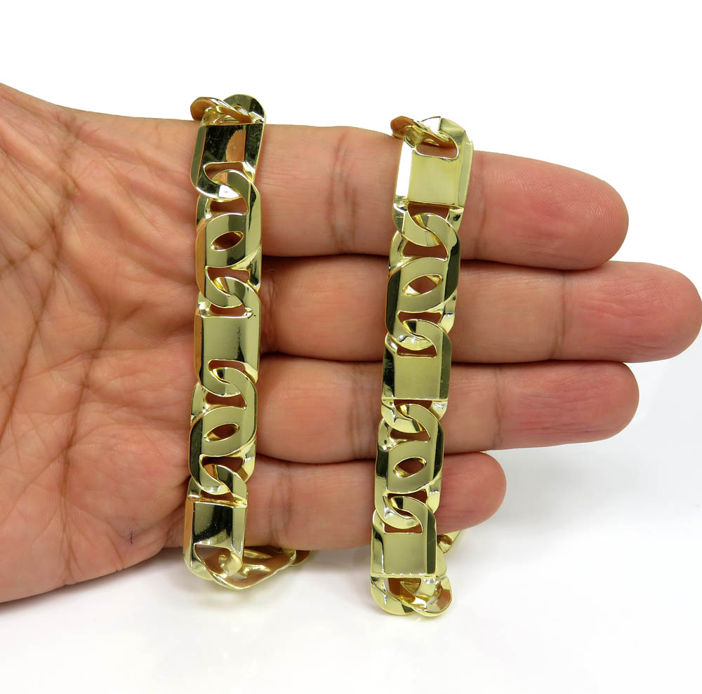 10k yellow gold thick tiger eye link chain 30 inch 12.50mm - Image 5