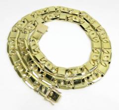 10k yellow gold thick tiger eye link chain 30 inch 12.50mm