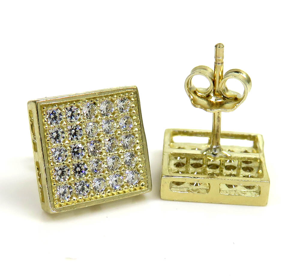 10k yellow gold 5 row cz earrings 0.25ct - Image 2