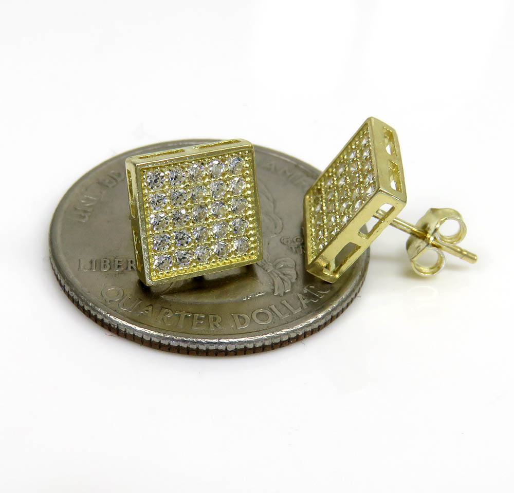 10k yellow gold 5 row cz earrings 0.25ct - Image 3