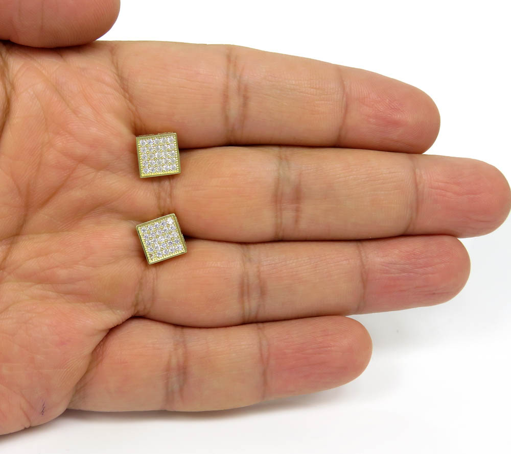 10k yellow gold 5 row cz earrings 0.25ct - Image 4