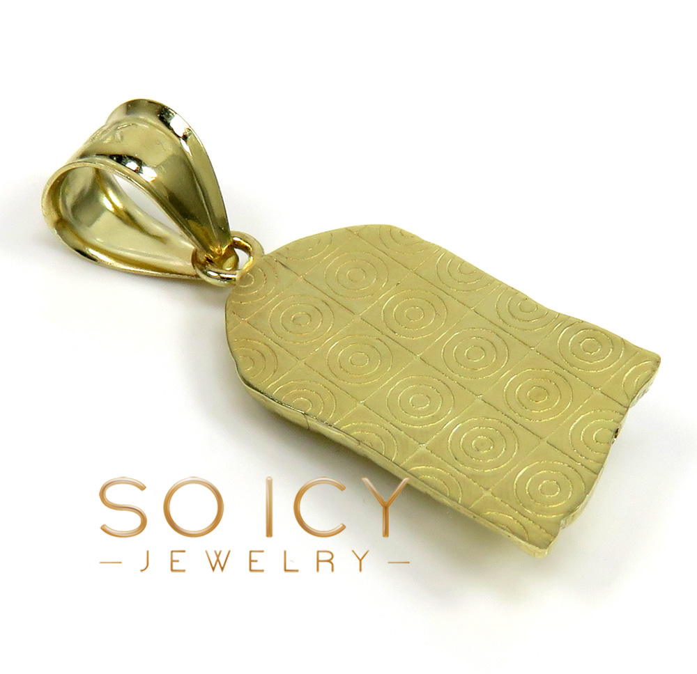 10k yellow gold small closed back jesus pendant with 18-24 inch 2.50mm cuban chain - Image 2