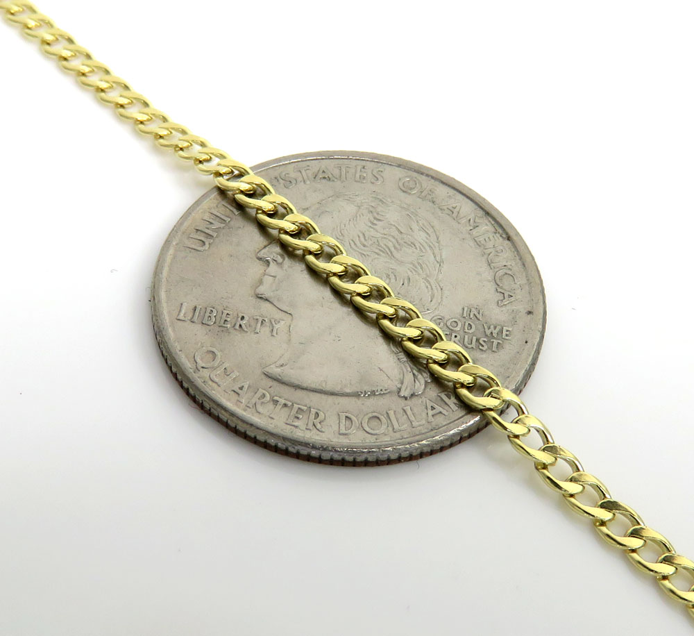 10k yellow gold small closed back jesus pendant with 18-24 inch 2.50mm cuban chain 