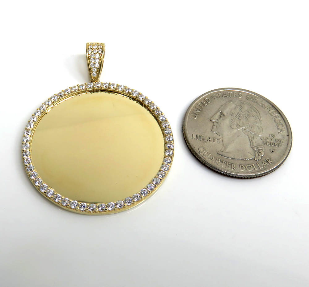 14k yellow gold large cz picture pendant 1.50ct