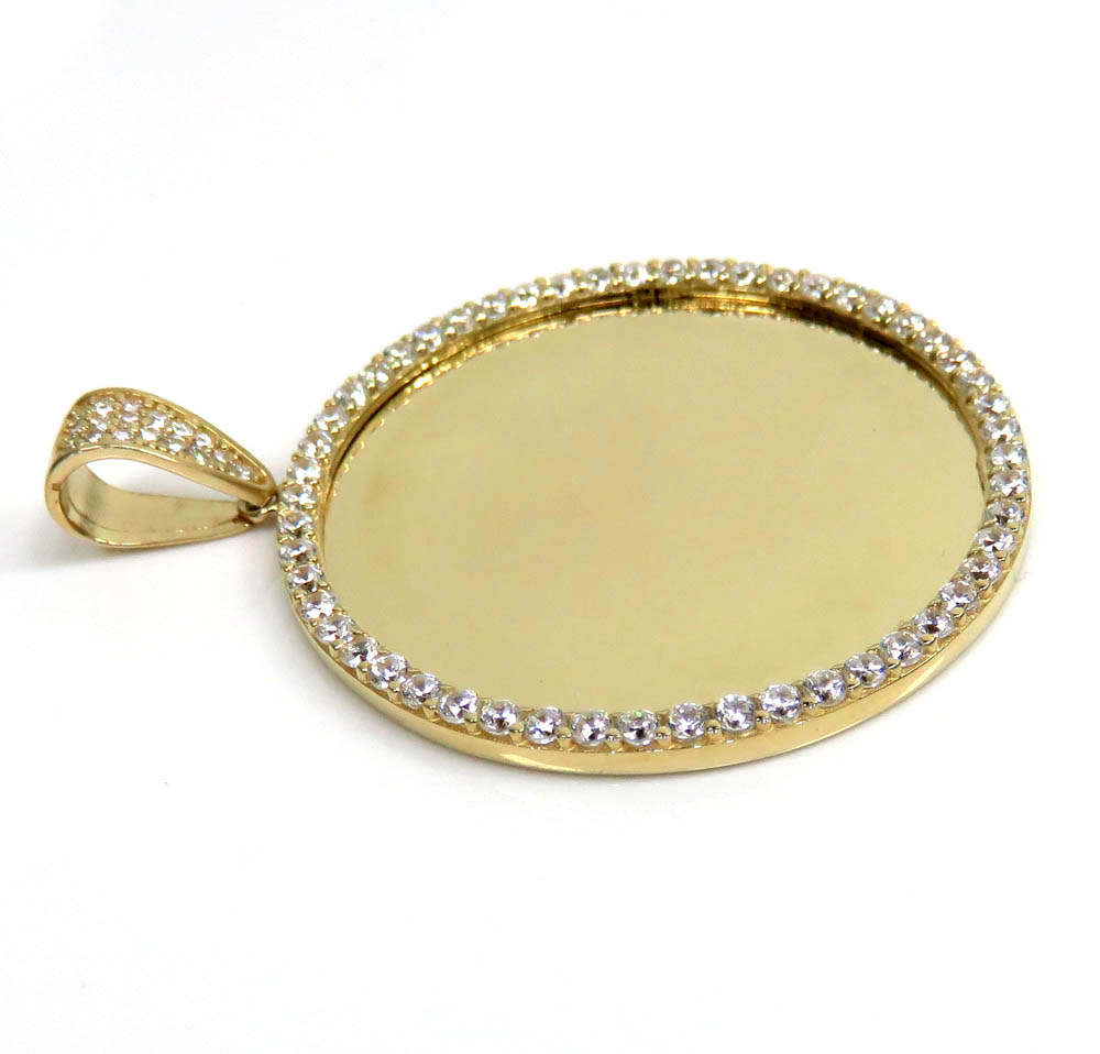 14k yellow gold large cz picture pendant 1.50ct