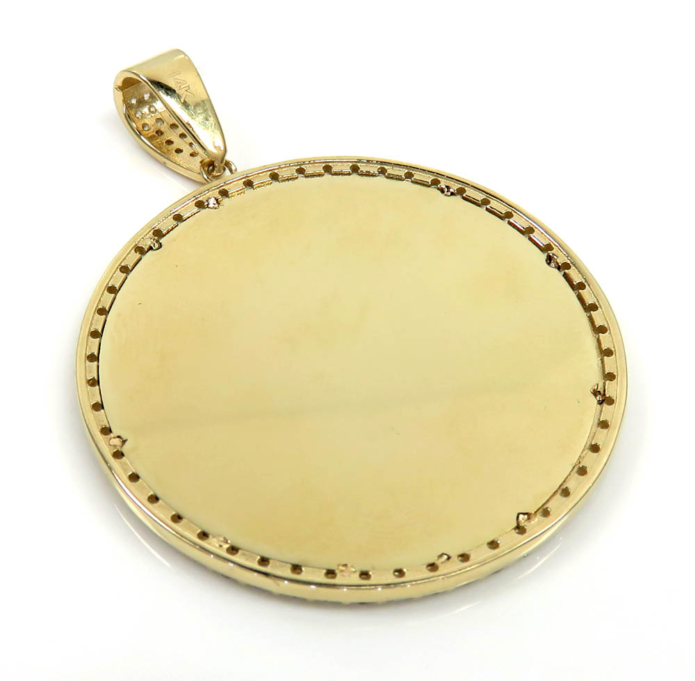 14k yellow gold large cz picture pendant 1.50ct