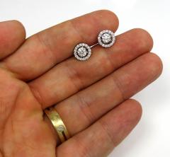 18k white gold round 9.5mm halo diamond studs 1.50ct