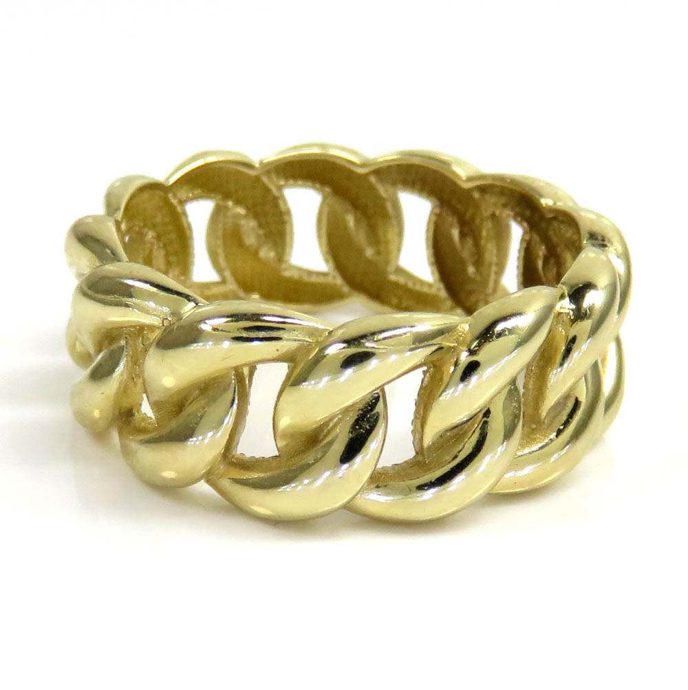 14k yellow gold smooth 9.50mm cuban ring 