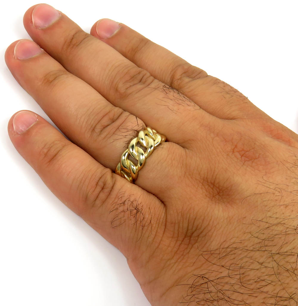 14k yellow gold smooth 9.50mm cuban ring - Image 3