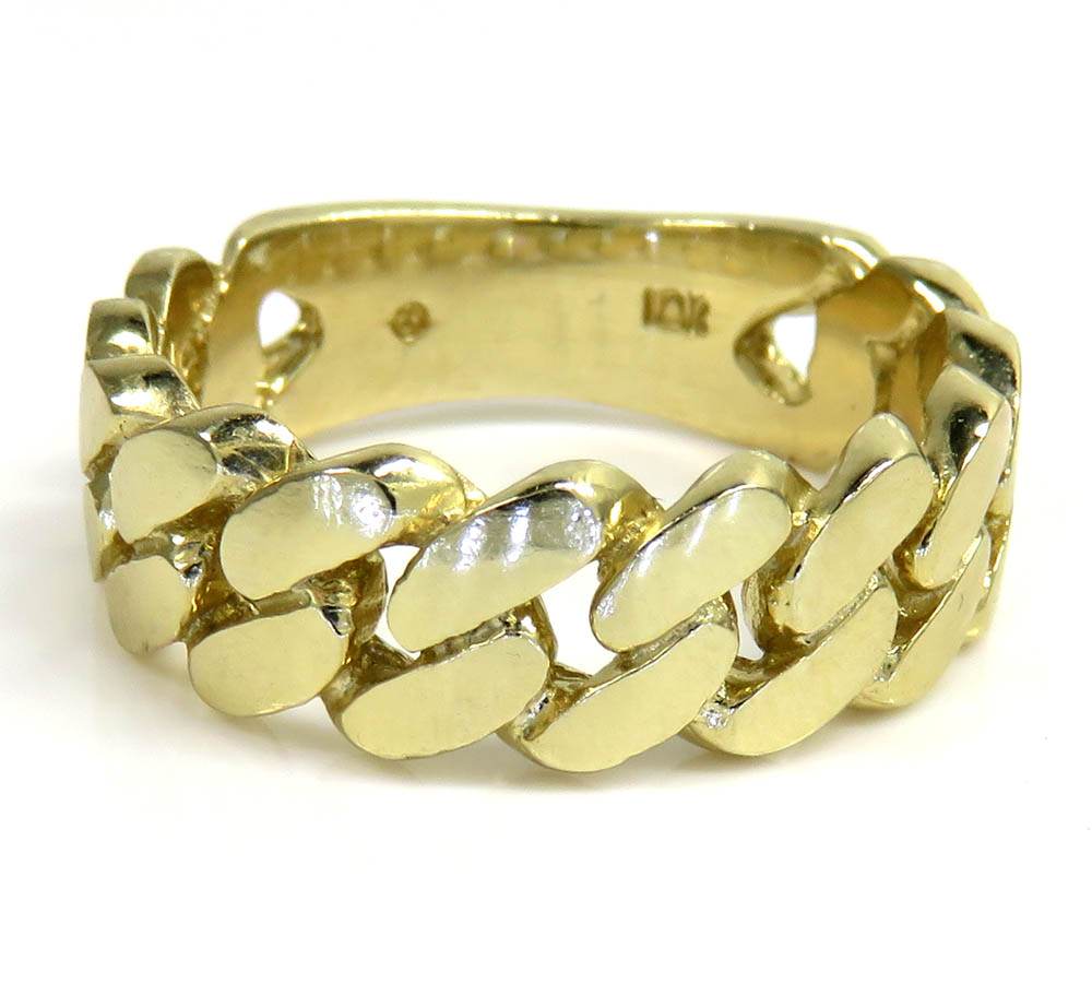 10k yellow gold 7.50mm solid cuban link ring