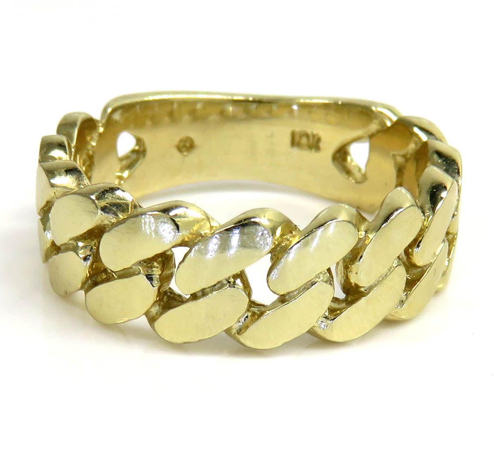 10k yellow gold 7.50mm solid cuban link ring - Image 2