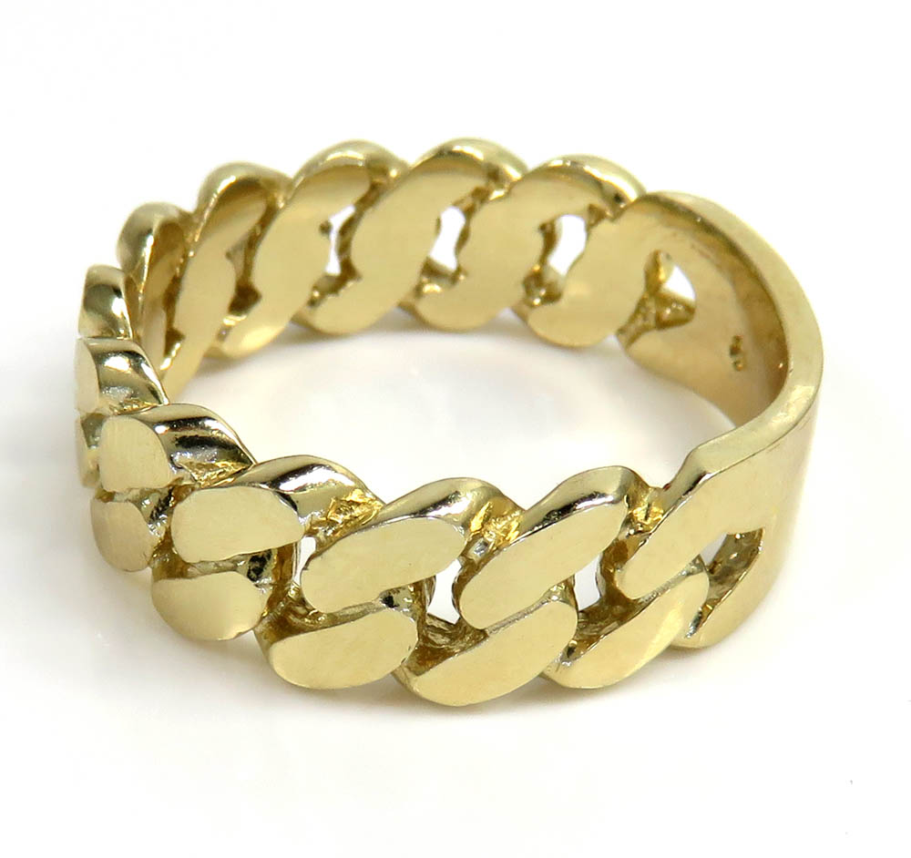 10k yellow gold 7.50mm solid cuban link ring
