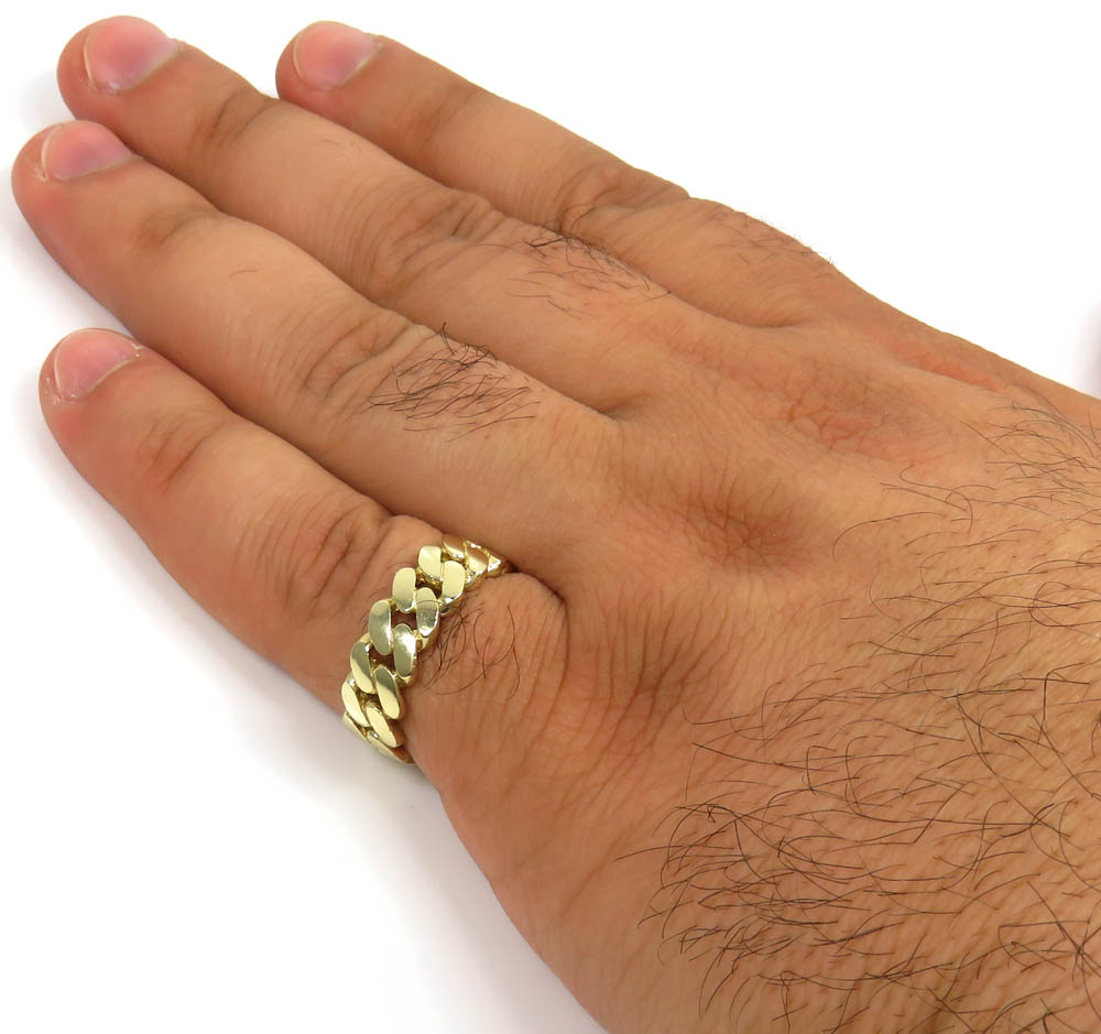 10k yellow gold 7.50mm solid cuban link ring - Image 5