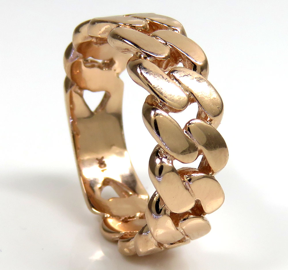 10k yellow gold 7.50mm solid cuban link ring