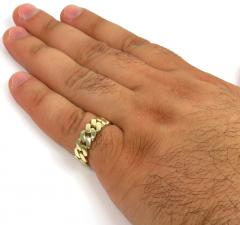 10k yellow gold 7.50mm solid cuban link ring