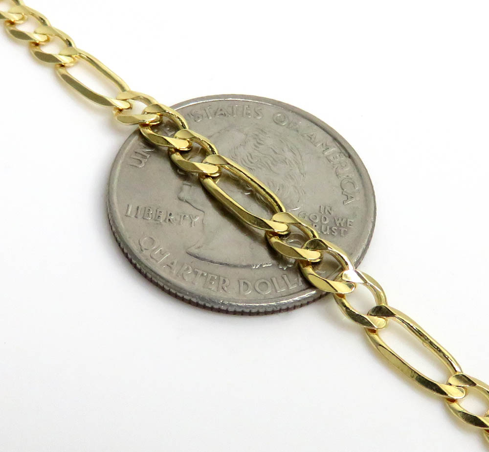 14k yellow gold solid figaro link chain 18-24 inch 4.20mm - Image 3