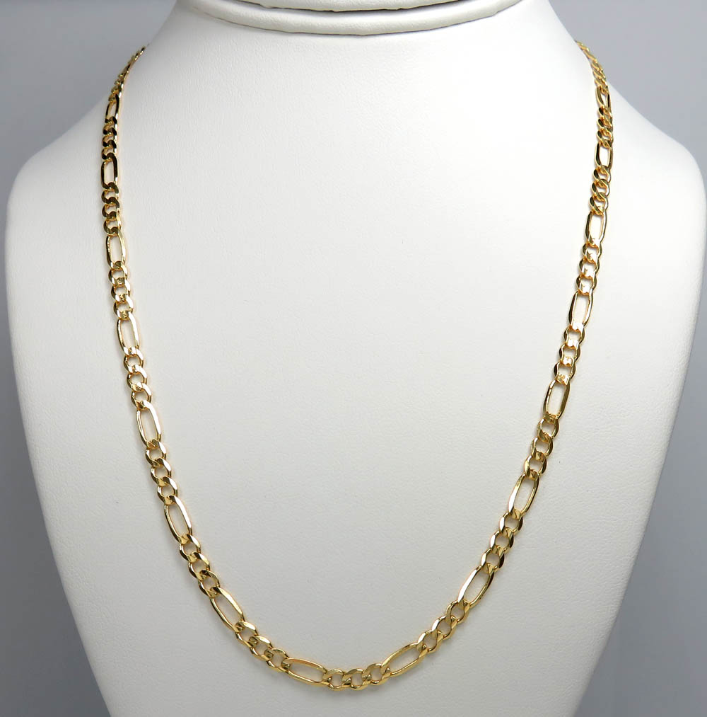 14k yellow gold solid figaro link chain 18-22 inch 4.20mm