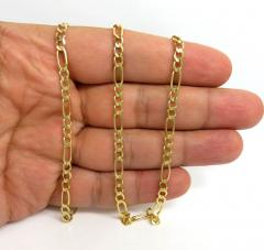 14k yellow gold solid figaro link chain 18-22 inch 4.20mm