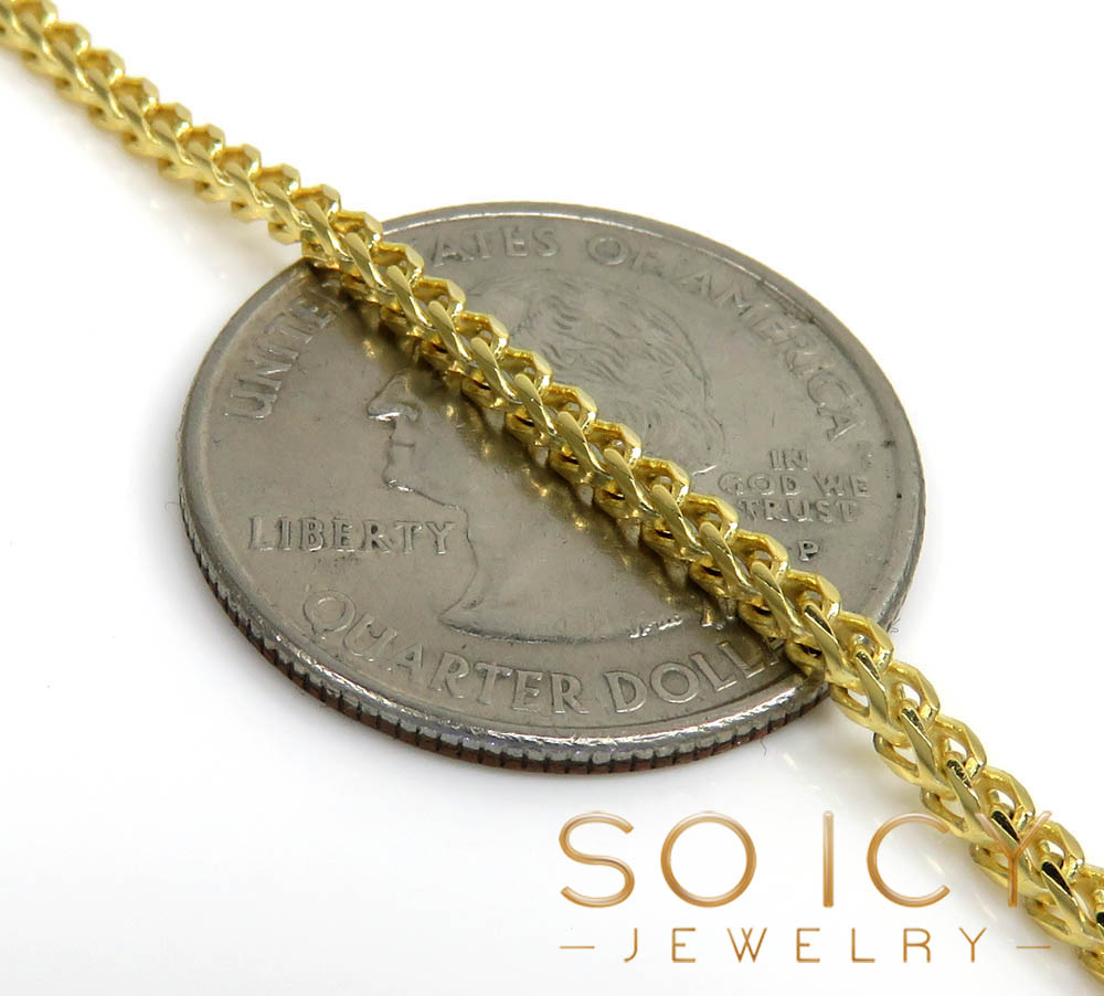 14k solid yellow gold franco chain 18-24 inch 2mm