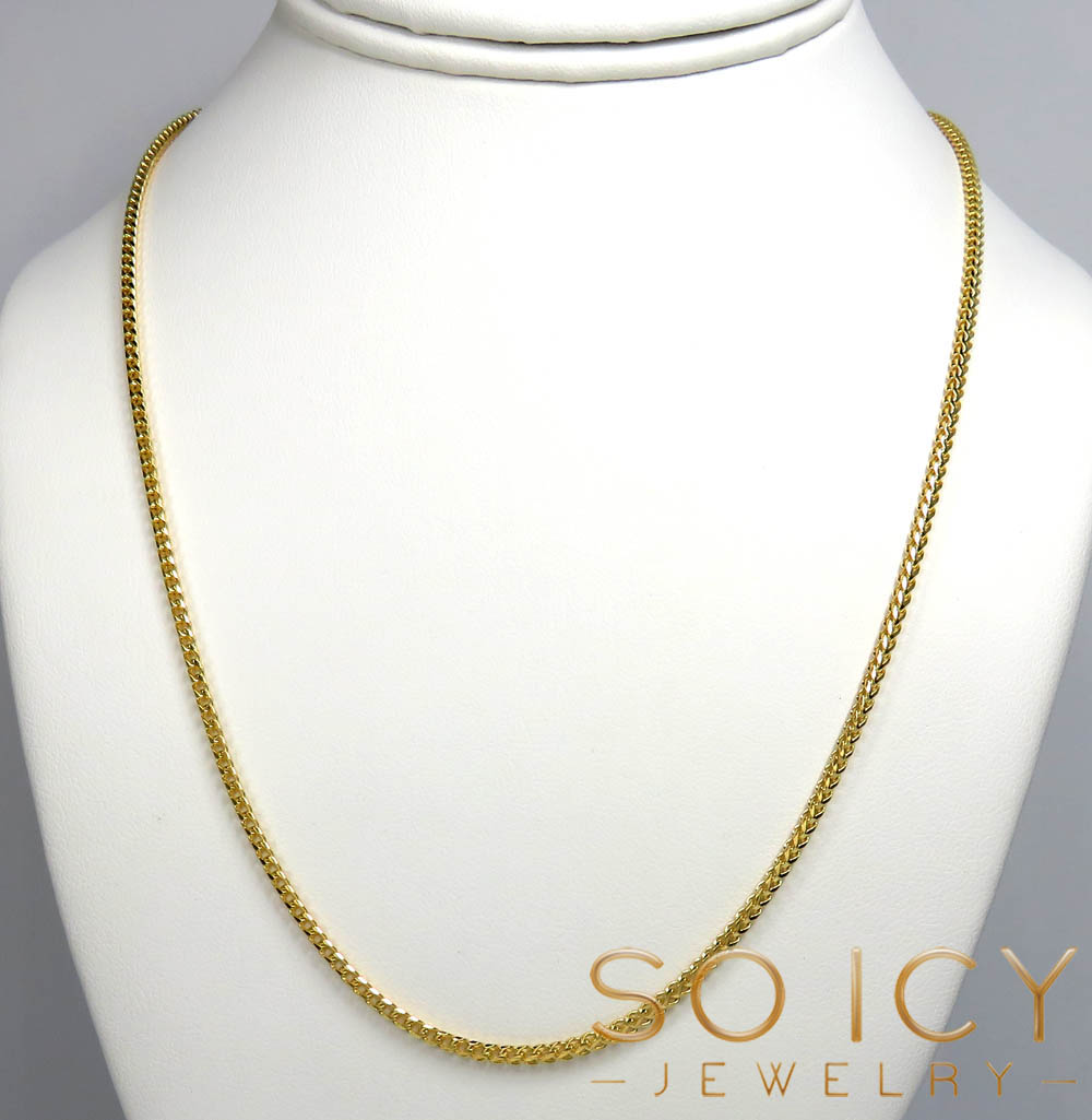 14k solid yellow gold franco chain 18-24 inch 2mm