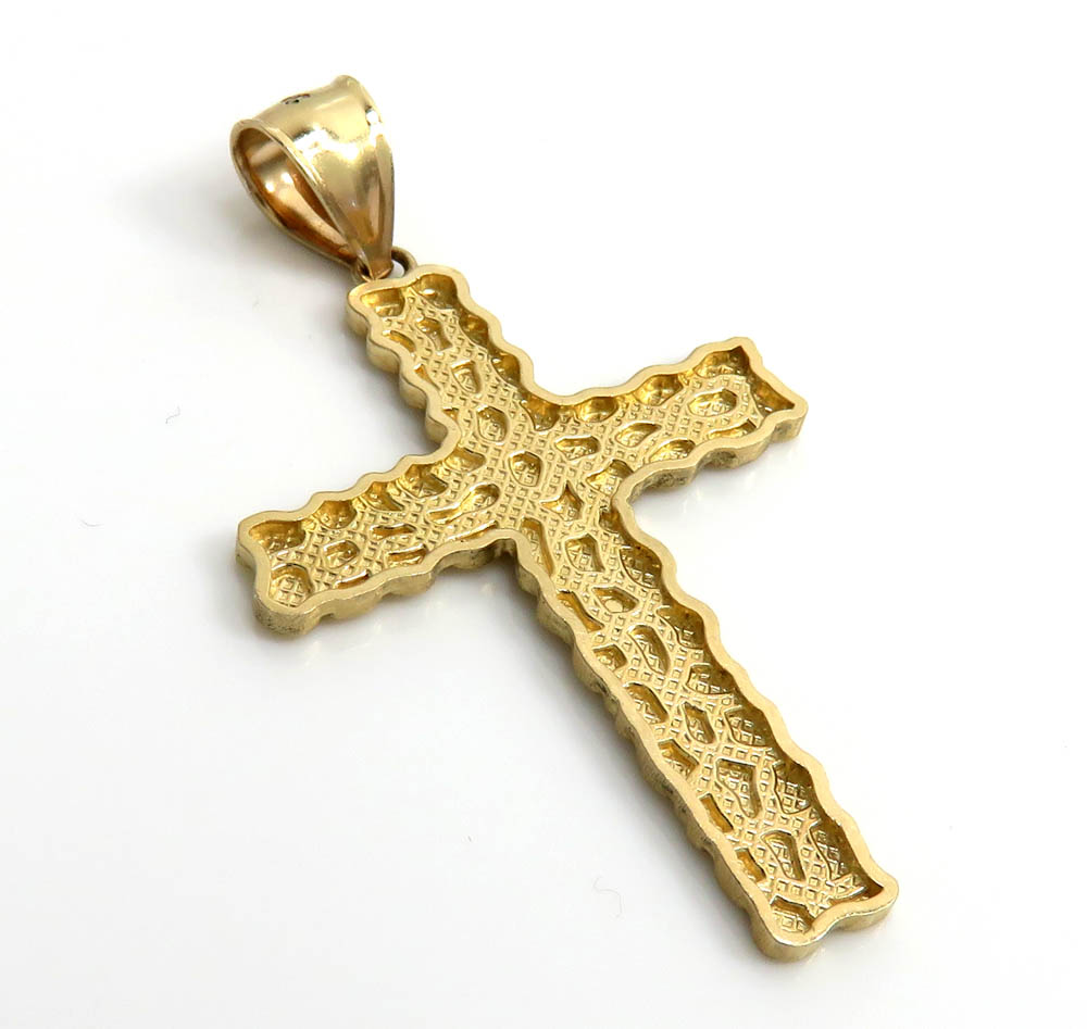 14k yellow gold medium nugget cross  - Image 4