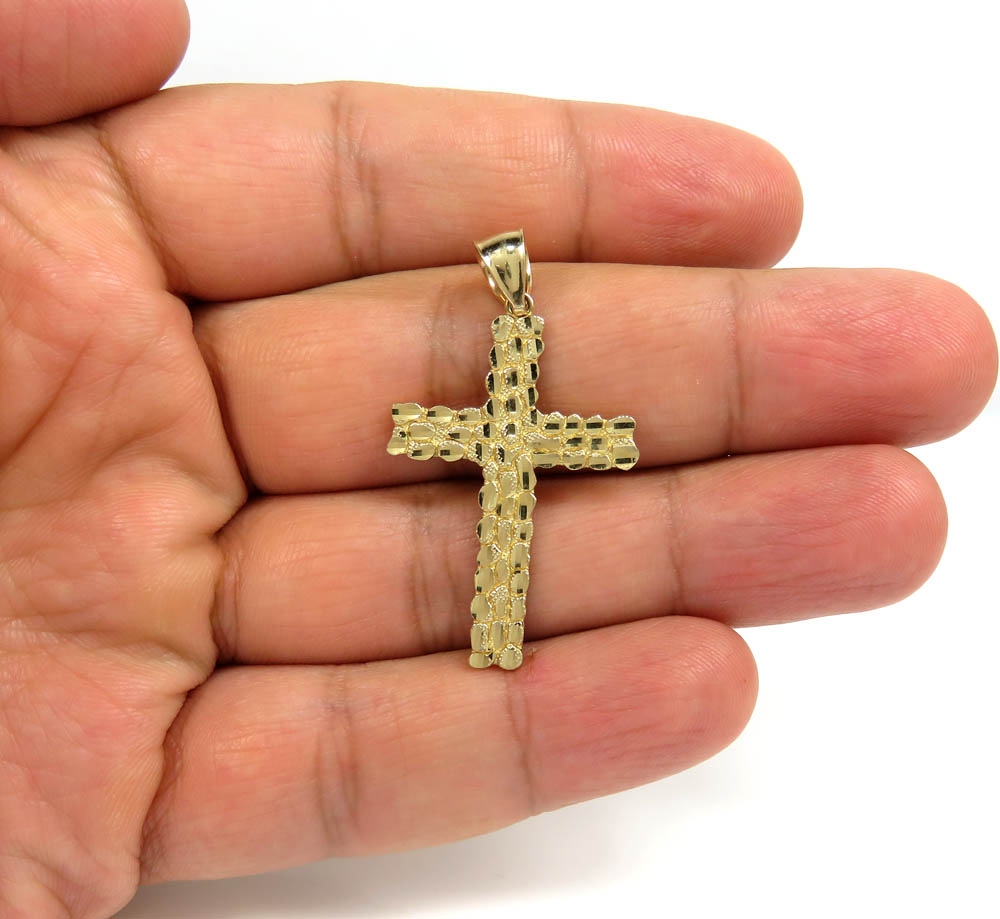 14k yellow gold medium nugget cross  - Image 5