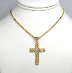 14k yellow gold medium nugget cross 