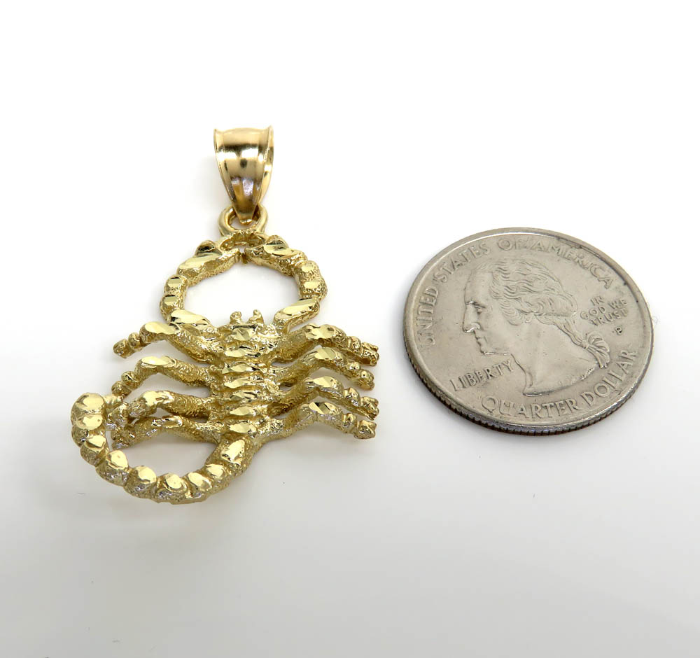 10k yellow gold solid medium scorpion pendant 