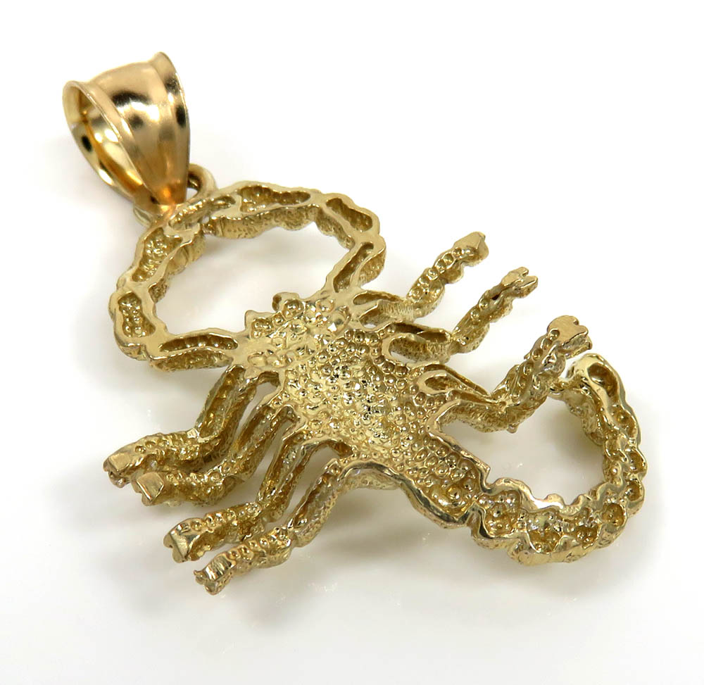 10k yellow gold solid medium scorpion pendant 