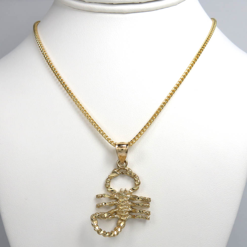10k yellow gold solid medium scorpion pendant 