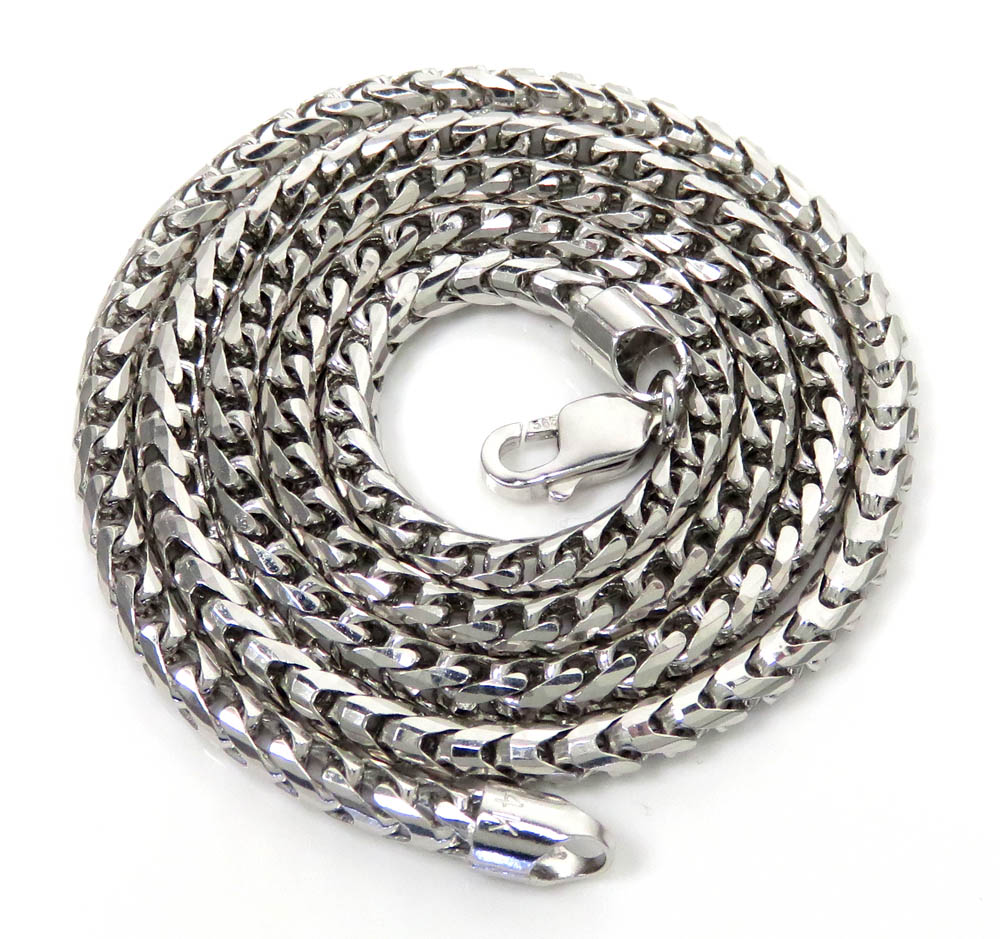14k white gold solid franco link chain 18-24 inch 4mm